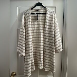 Torrid Beige and White Striped Cardigan